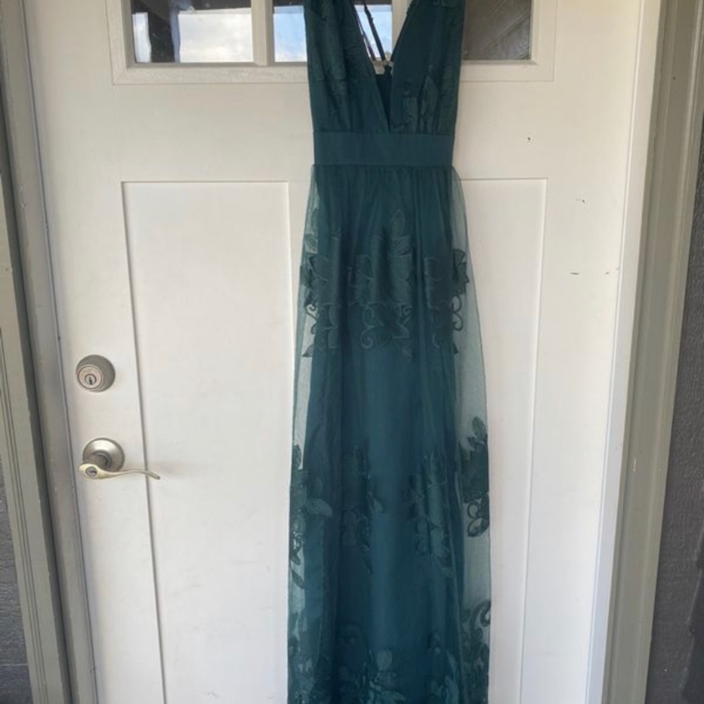 COPY - Teal lace formal gown bridal prom homecomi…